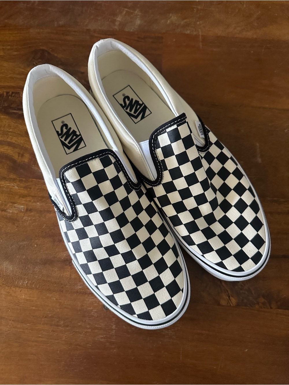 Vans Checkerboard Slip-On Canvas Sneakers - Black/off-white M10.5 W12 NWOB